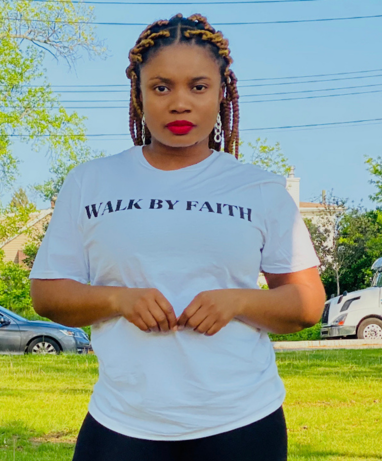 Walk by Faith white T-shirt