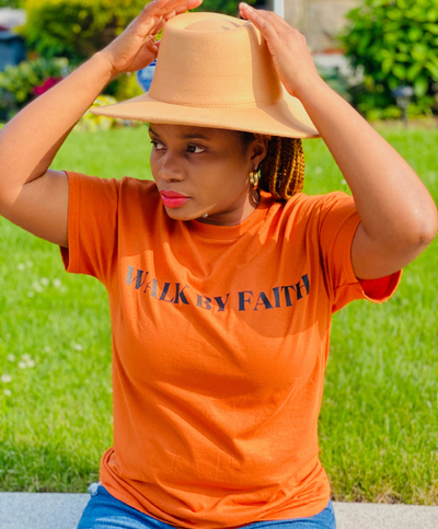 Walk By Faith Orange T-shirt
