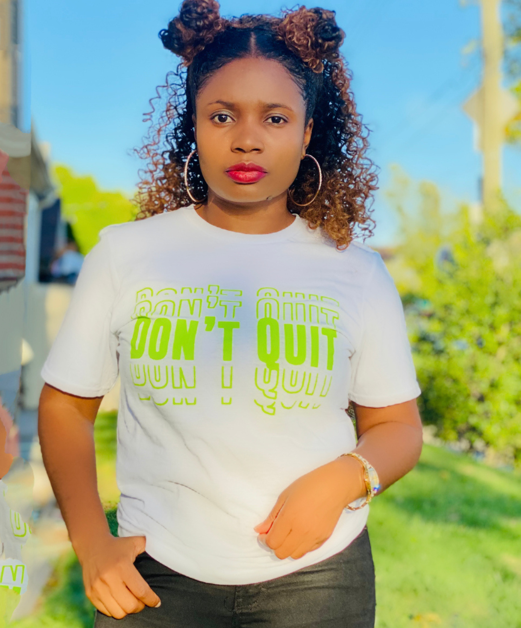 Don't Quit white Tee